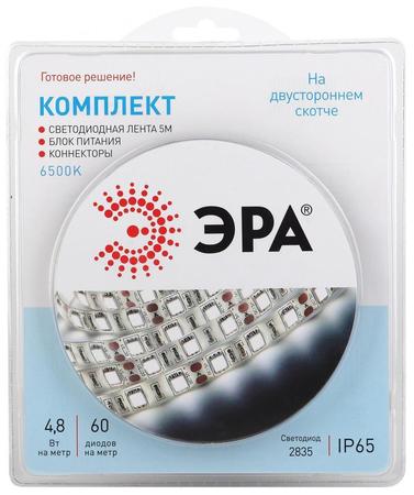 Светодиодная влагозащищенная лента ЭРА 4,8W/m 60LED/m 2835SMD холодный белый 5M 2835kit-4,8-60-12-IP65-6500-5m