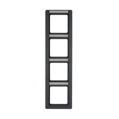 Рамка 4 поста Berker, вертикальная, черный бархат, 10146016