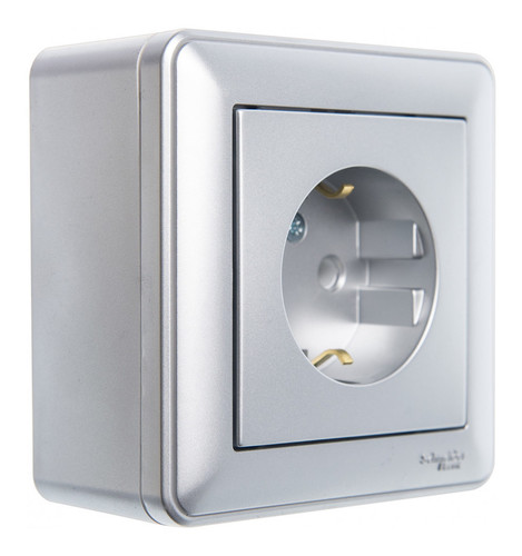 W59 коробка подъемная для наружного монтажа с рамкой 1-местная, матовый хром, KP-152-58