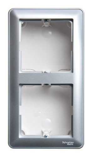 W59 коробка подъемная для наружного монтажа с рамкой 2-местная, матовый хром, KP-252-58