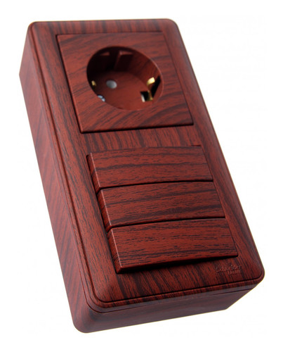 W59 коробка подъемная для наружного монтажа с рамкой 2-местная мореный дуб, KP-252-98