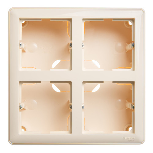 W59 коробка подъемная для наружного монтажа с рамкой 4-местная, слоновая кость, KP-452-28