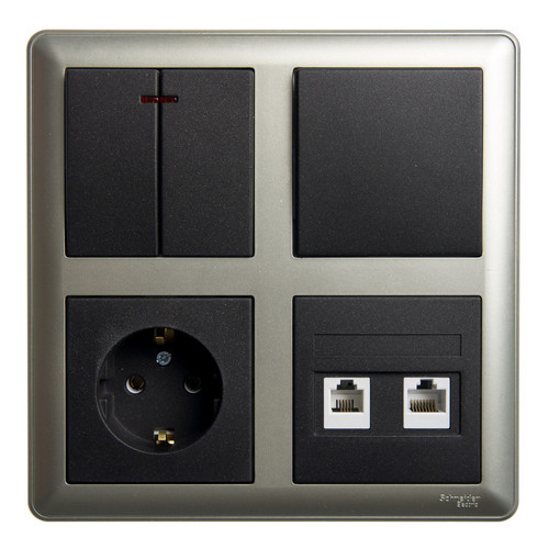 W59 коробка подъемная для наружного монтажа с рамкой 4-местная, шампань, KP-452-48