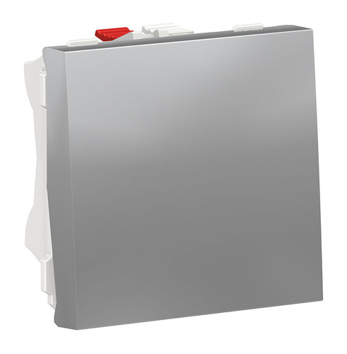 Выключатель UNICA MODULAR одноклавишный кнопочный схема 1 10 A 2 модуля алюминий, NU320630