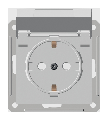 Розетка Schneider Electric W59, скрытый монтаж, с заземлением, с крышкой, со шторками, белый, RS16-152B-1-86