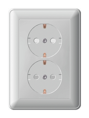 Розетка двухместная Schneider Electric W59, скрытый монтаж, с заземлением, со шторками, слоновая кость, RS16-255-28