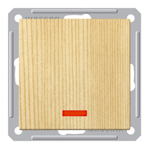 W59 Выключатель одноклавишный с самовозвратом скрытый без рамки с индикацией сосна, VS116-151-7-86