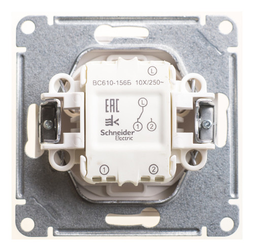 Переключатель 1-клавишный Schneider Electric W59, скрытый монтаж, белый, VS610-156B-1-86