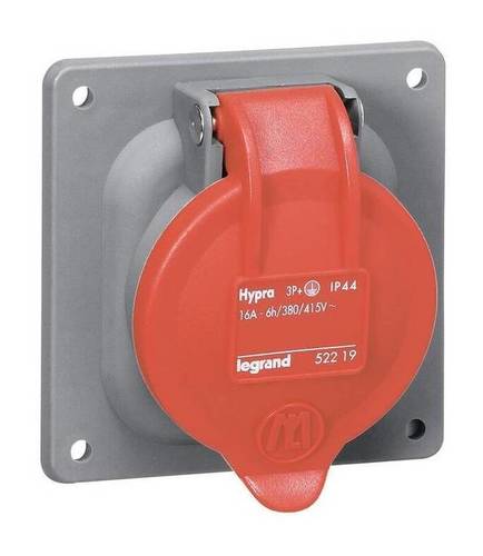 Встраиваемая розетка Hypra - IP 44 - 3К+Н+З - 63 А - пластик, 053824