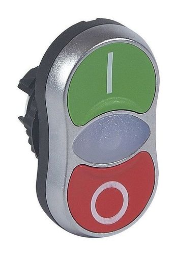 Головка с двойными кнопками ∅ 22,3 - Osmoz - с подсветкой - потайной//потайной толкатель - зеленый//кр, 024070