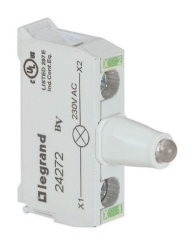 Блок со встроенным светодиодом для головок - Osmoz - для кнопочных постов - 230 В~ - зеленый, 024272