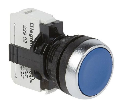 Кнопка с потайным толкателем - Osmoz - в сборе - IP 66 - синий, 023703