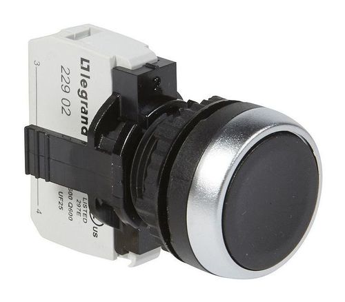 Кнопка с потайным толкателем - Osmoz - в сборе - IP 66 - чёрный, 023706