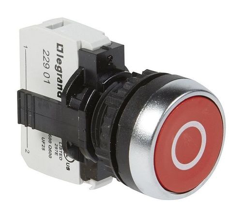 Кнопка с потайным толкателем - Osmoz - в сборе - IP 66 - красный с маркеровкой O, 023708