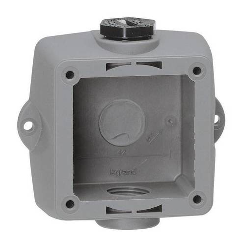 Коробка с одним ответстием под сальник Hypra - IP 44 и IP 66//67-55 - 2К+З - для бытовых розеток - 250 В - 16 А - пластик, 053910