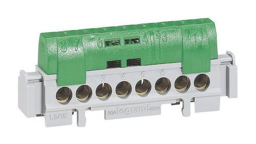 Клеммная колодка IP 2X - земля - зеленая - 8 x 1,5-16 мм² - длина 75 мм, 004832