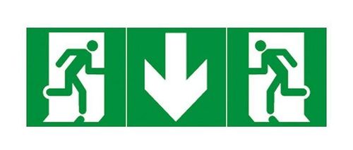 Универсальная самоклеящаяся информационная табличка 100х200 мм бегущий человек + стрелка, 661670