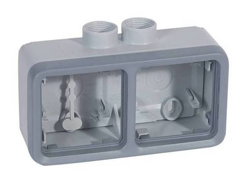 Plexo55 Коробка 2-ная гориз. для накл. монтажа 2 ввода сверху, белая, 069674