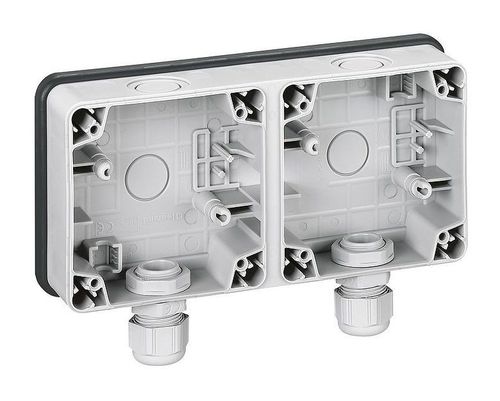 Plexo66 Коробка 2-ная гориз. для накладного монтажа, серая, 090493