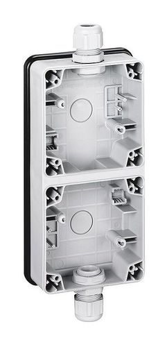 Plexo66 Коробка 2-ная вертикальная для накладного монтажа, серая, 090492