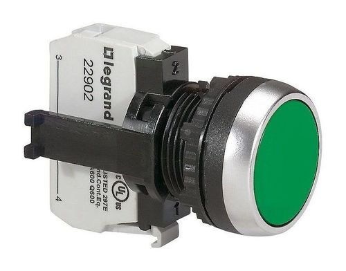 Кнопка с потайным толкателем - Osmoz - в сборе - IP 66 - зеленый, 023702