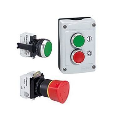 Кнопка двойная с пот.//выст. I - O толкателями - Osmoz - в сборе - IP 66 - зеленый//красный, 023717