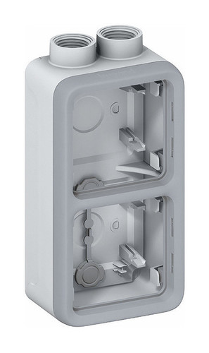 Plexo55 Коробка 2-ная верт. для накл. монтажа ISO20 2вх.верхн., белая, 069664