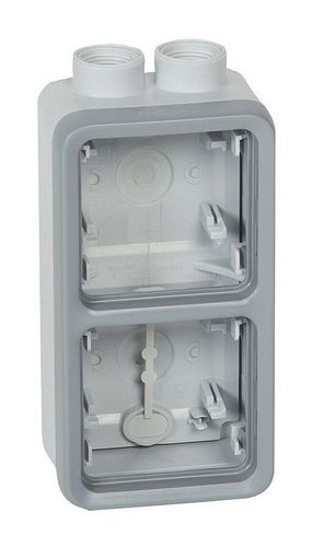 Plexo55 Коробка 2-ная вертикальная для накладного монтажа ISO20 2вх.верхн., серая, 069668