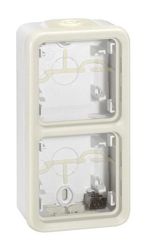 Plexo55 Коробка 2-ная вертикальная для накладного монтажа с сальниками, белая, 069691