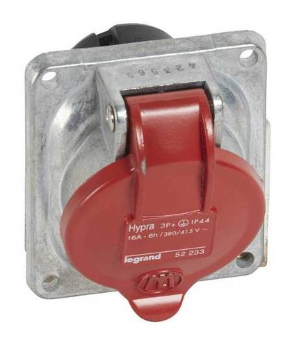 Встраиваемая розетка Hypra - IP 44 - 3К+З - 16 А - металл, 052233