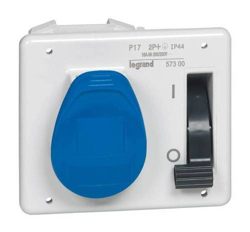 Встраиваемая розетка с блокировкой-выключателем и уменьшенным фланцем - P17 Tempra Pro - IP 44 - 200//250 В~ - 16 A - 2К+З, 057300