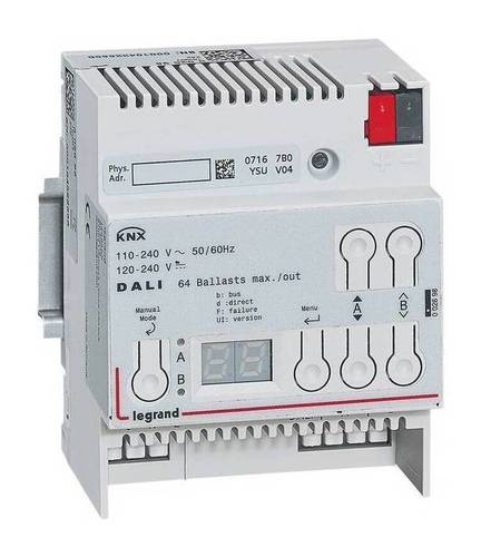 KNX контроллер DALI 64 балласта//8 групп. DIN 6 модулей, 002698