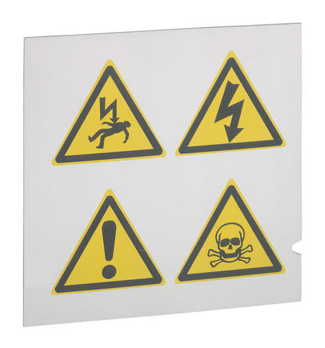 Заготовка этикеток Logicab 2 - пластиковая - жёсткая - самоклеющаяся табличка 50x50 с предостерегающими треуг. знаками, 038704