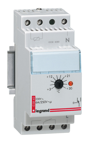 Комнатный термостат для установки в электрошкаф - диапазон регулировки от 3 до 30 (0)C - 2 модуля, 003840