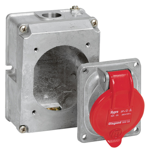 Коробка с одним ответстием под сальник Hypra - IP 44 - 3К+З//3К+Н+З - 16 А - металл, 052239