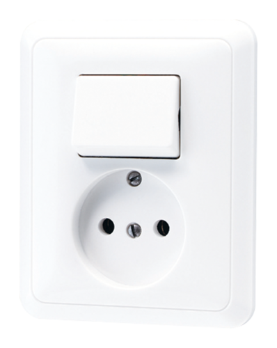 JUNG CD Белая Розетка Schuko 16 А-АС/250 V + Выключатель универ 10А/250 V ударопрочная, 5546EUWW