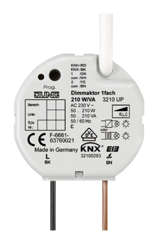 JUNG KNX Диммер универсальный , 1 канал 50-210 W/VA, 3210UP