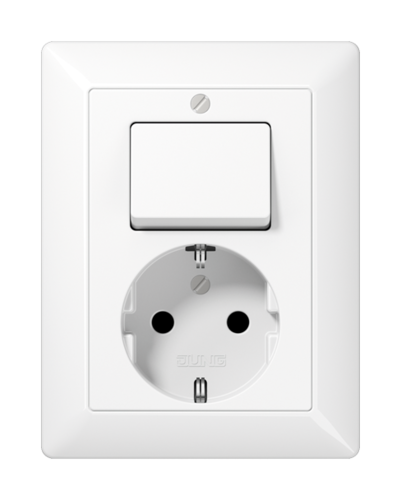 JUNG AS 500 Белая Розетка Schuko 16A 250V с универсальным выключателем, AS5576UWW