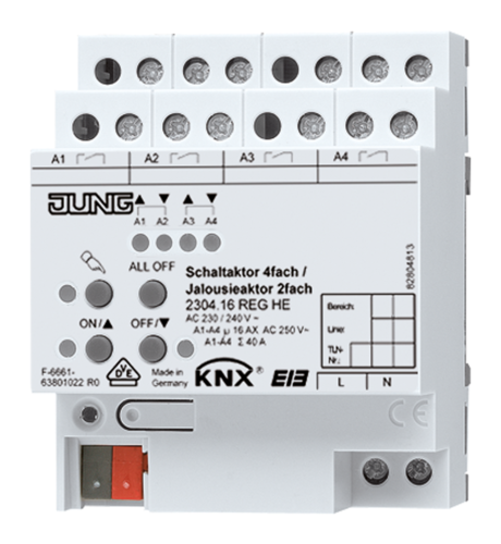 JUNG Актуатор коммутирующий/жалюзи (4/2 канала), 2304.16REGHE