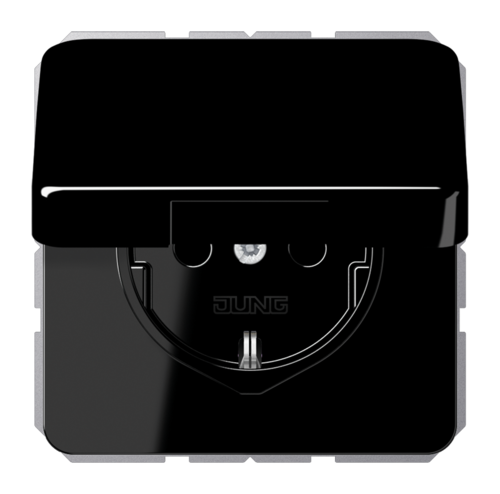 JUNG Штепсельная розетка SCHUKO 16A 250V~ с защитой от влажности; с замком; чёрный, CD1520BFKLSW
