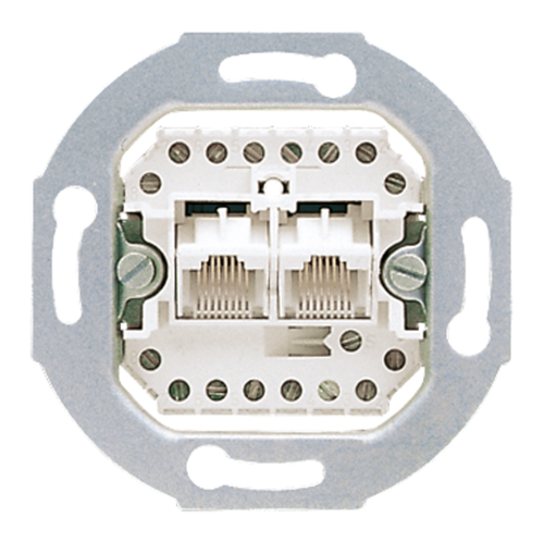 JUNG Мех Розетка ТЛФ 2-ая наклонная, категория 3 (выходы раздельные), UAE8-8UPO