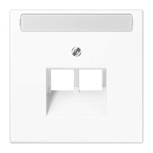 JUNG LS 990 Белая Накладка 2-ой наклонной ТЛФ/комп розетки с полем для надписи, LS969-2NAUAWW