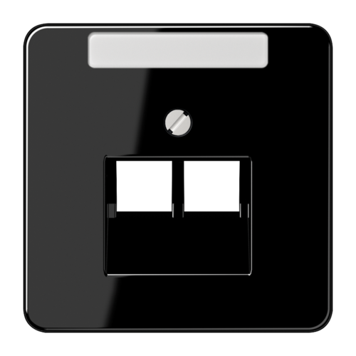 JUNG CD 500/CD plus Черная Накладка 2-ой наклонной ТЛФ/комп розетки с полем для надписи, CD569-2NAUASW