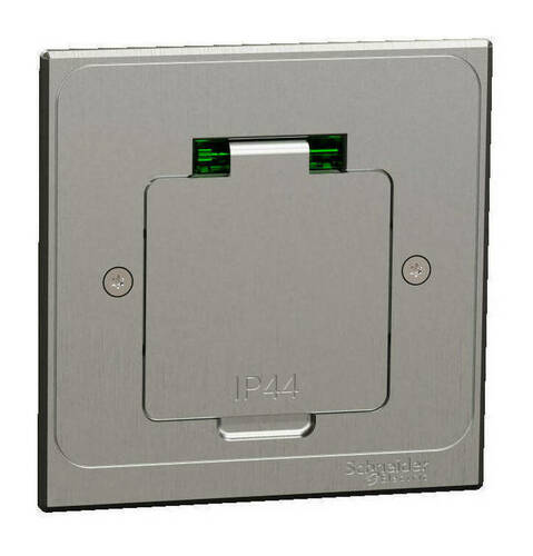 US+ Люк квадратный размер XS с 1 розеткой (2К+З ) металлический IP44, INS52100