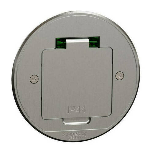 US+ Люк круглый размер XS с 1 розеткой (2К+З ) металлический IP44, INS52101