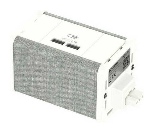 Unica System+ Блок 2xUSB типа A//А БЕЛЫЙ//СЕРАЯ ТКАНЬ, INS44202