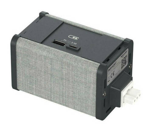Unica System+ Блок 2xUSB A//C АНТРАЦИТ//СЕРАЯ ТКАНЬ, INS44207