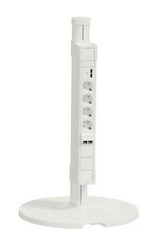 Unica System+ Мини-колонна 0,75м с Блоком 4xРоз+2USB A//C+2xRJ45 C6STP БЕЛАЯ, INS45109