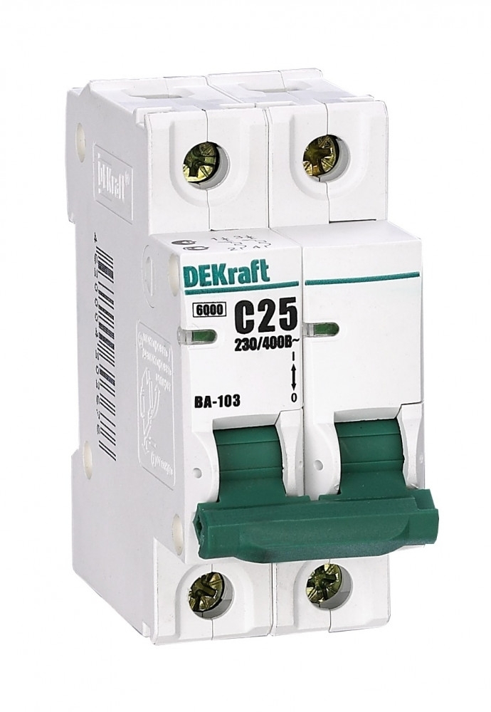 Автоматический выключатель DEKraft ВА-103 2P 1А (C) 4.5кА, 12065DEK