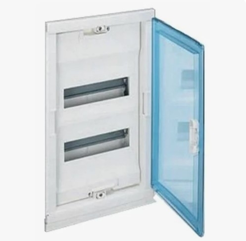 Распределительный шкаф Legrand Nedbox 24 мод., IP40, встраиваемый, пластик, прозрачная синяя дверь, с клеммами, 001422